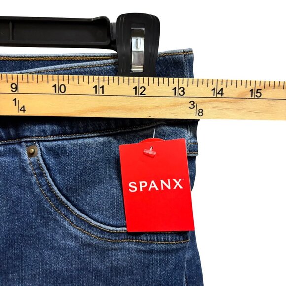 Spanx Distressed Denim Ankle Leggings Raw Hem Medium Wash Size S - Picture 8 of 11